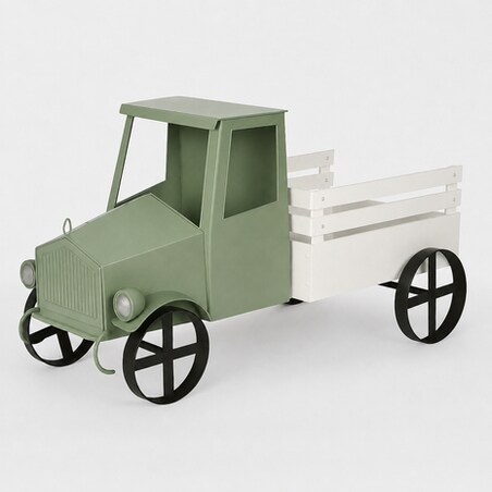 Dekoracja metalowa - auto biało-szałwiowe 63x113x50 cm LORI biało-szałwiowe