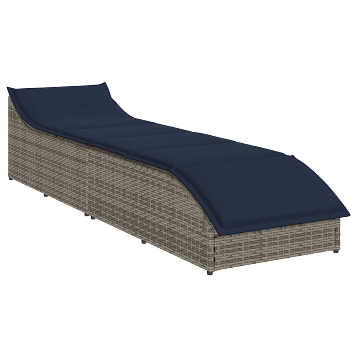 vidaXL Składany leżak z poduszką i schowkiem Szary polirattan