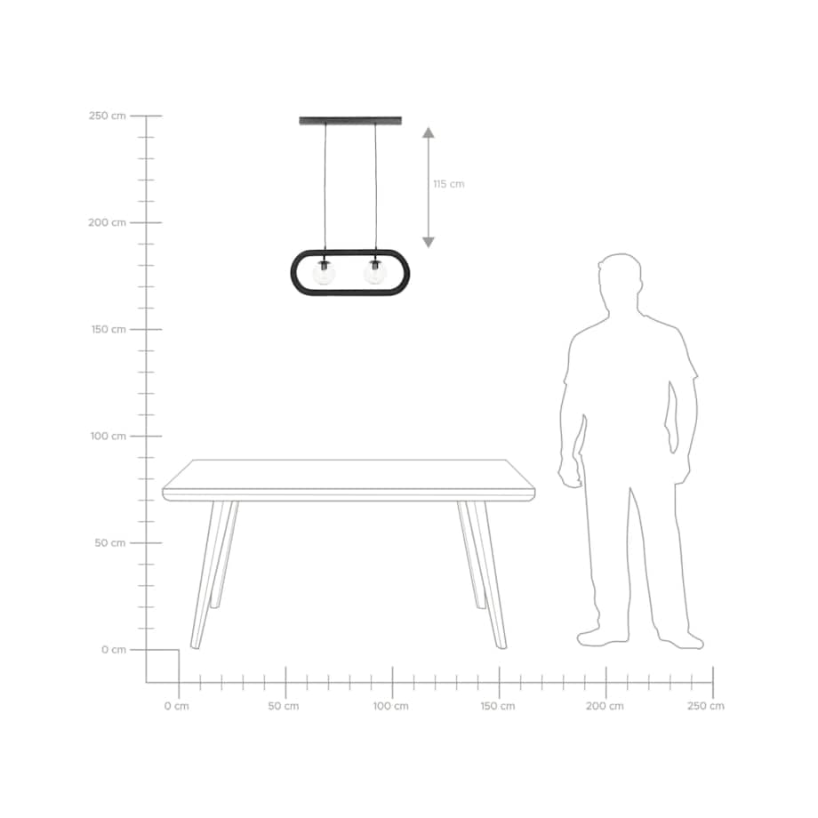 Lampa wisząca drewno mango czarna AYENSU
