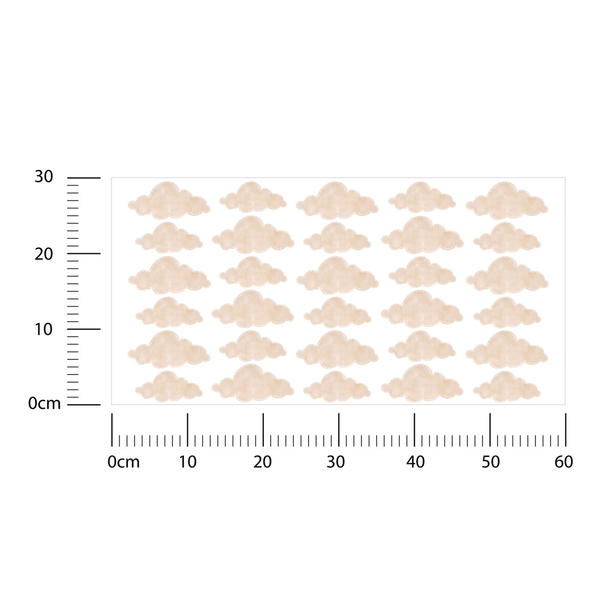 Naklejki Ścienne Dla Dzieci Beżowe Chmurki Pastelowe Chmury Boho Zestaw 60x30cm