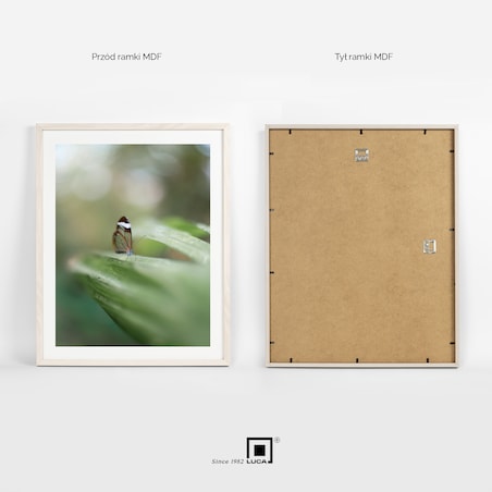 Biała z przetarciami ramka na zdjęcia 40x50 cm wisząca poziom pion rama MDF z plexi klasyczna ramka