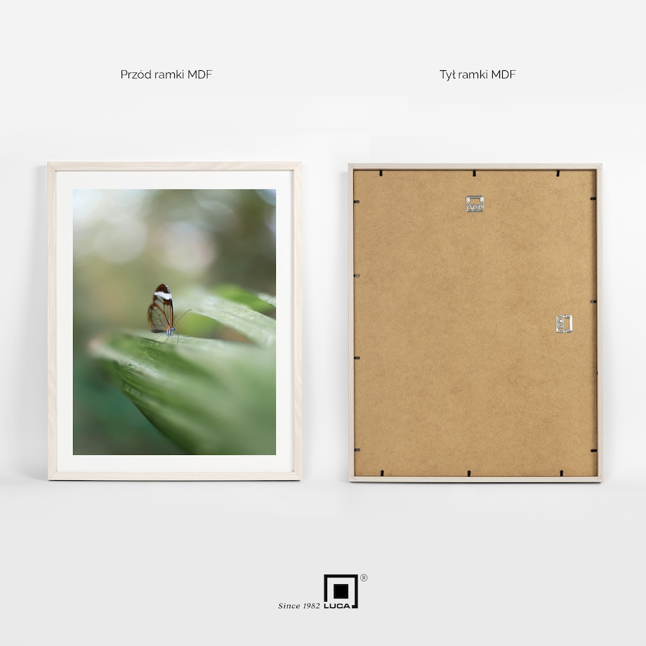 Biała z przetarciami ramka na zdjęcia 40x50 cm wisząca poziom pion rama MDF z plexi klasyczna ramka