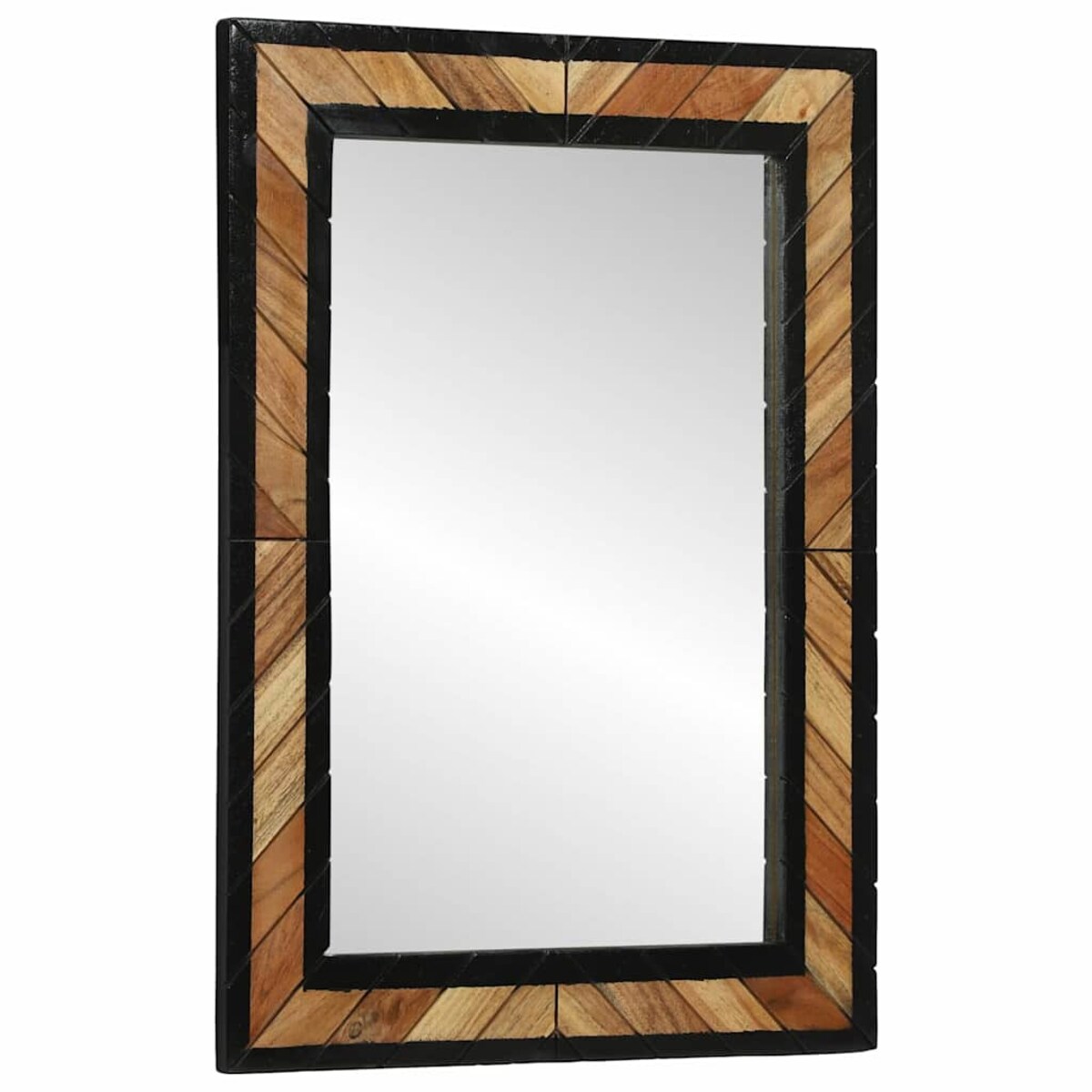 vidaXL Lustro Czarny i Brązowy 70 x 2 x 70 cm Drewno akacjowe
