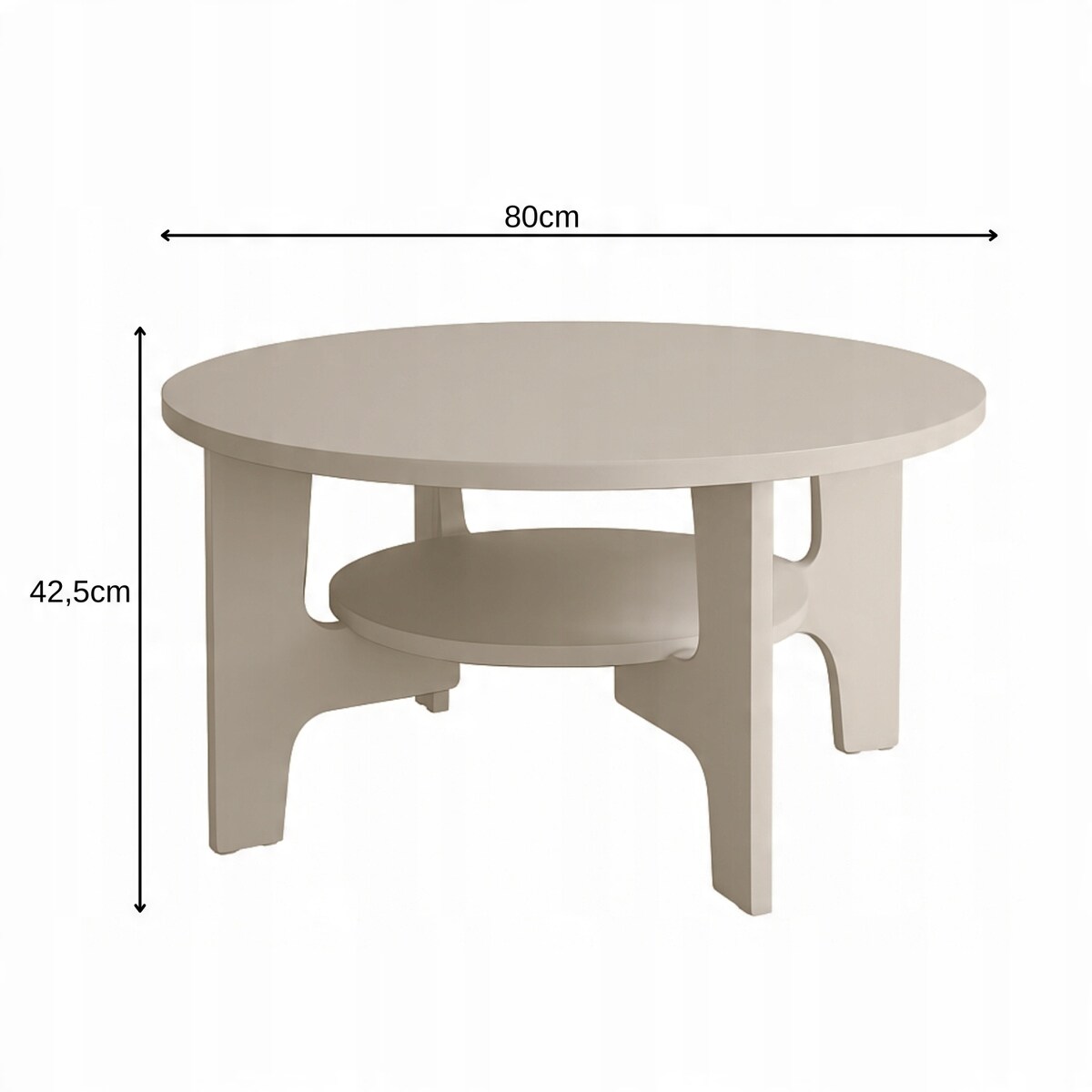 Stolik Kawowy Okrągły Do Salonu 80cm Kaszmir Nowoczesny Styl JAPANDI SCANDI