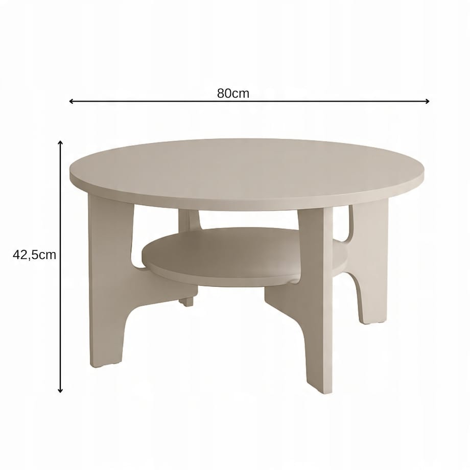 Stolik Kawowy Okrągły Do Salonu 80cm Kaszmir Nowoczesny Styl JAPANDI SCANDI