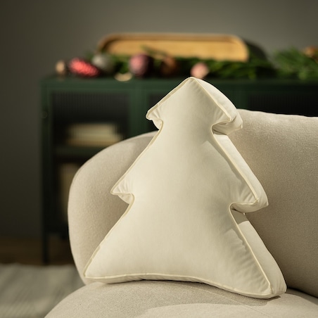 Poduszka Choinka 40x41 cm, śmietankowa biel, 40x41x8cm, Velvet