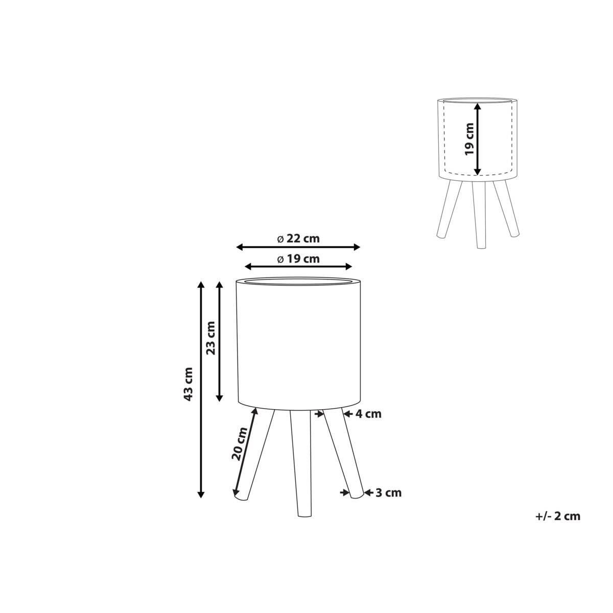 Doniczka na stojaku 22 x 22 x 43 cm beżowo-brązowa KOTTES
