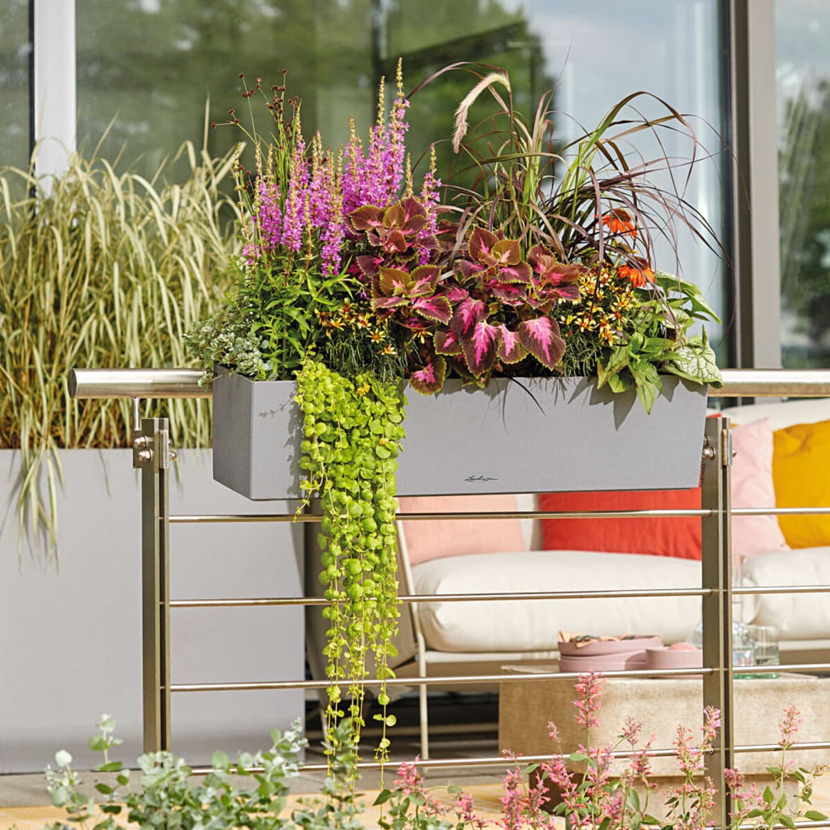 LECHUZA Donica BALCONERA Stone 80 ALL-IN-ONE, szara