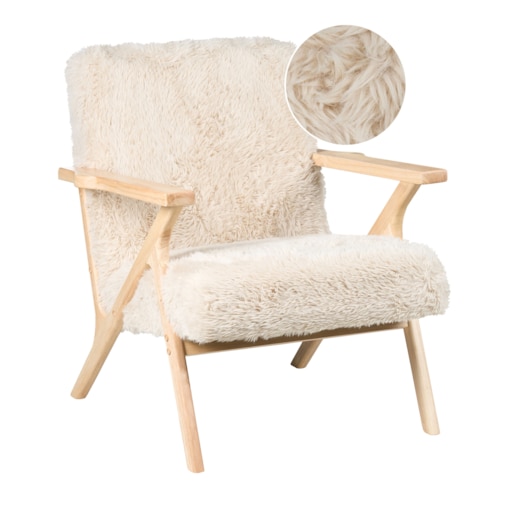 Fotel KISA Sztuczne futro Jasnobeżowy