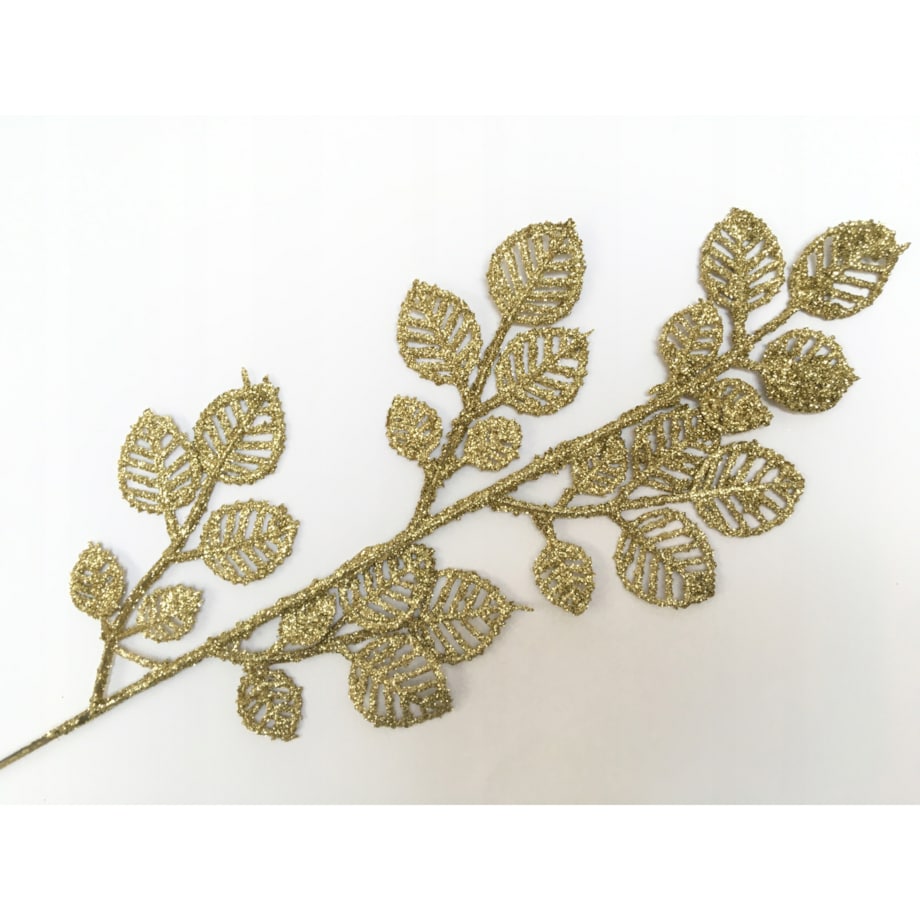 BROKATOWA GAŁĄZKA KWIAT ZŁOTY do dekoracji bukietu kompozycji święta stroik