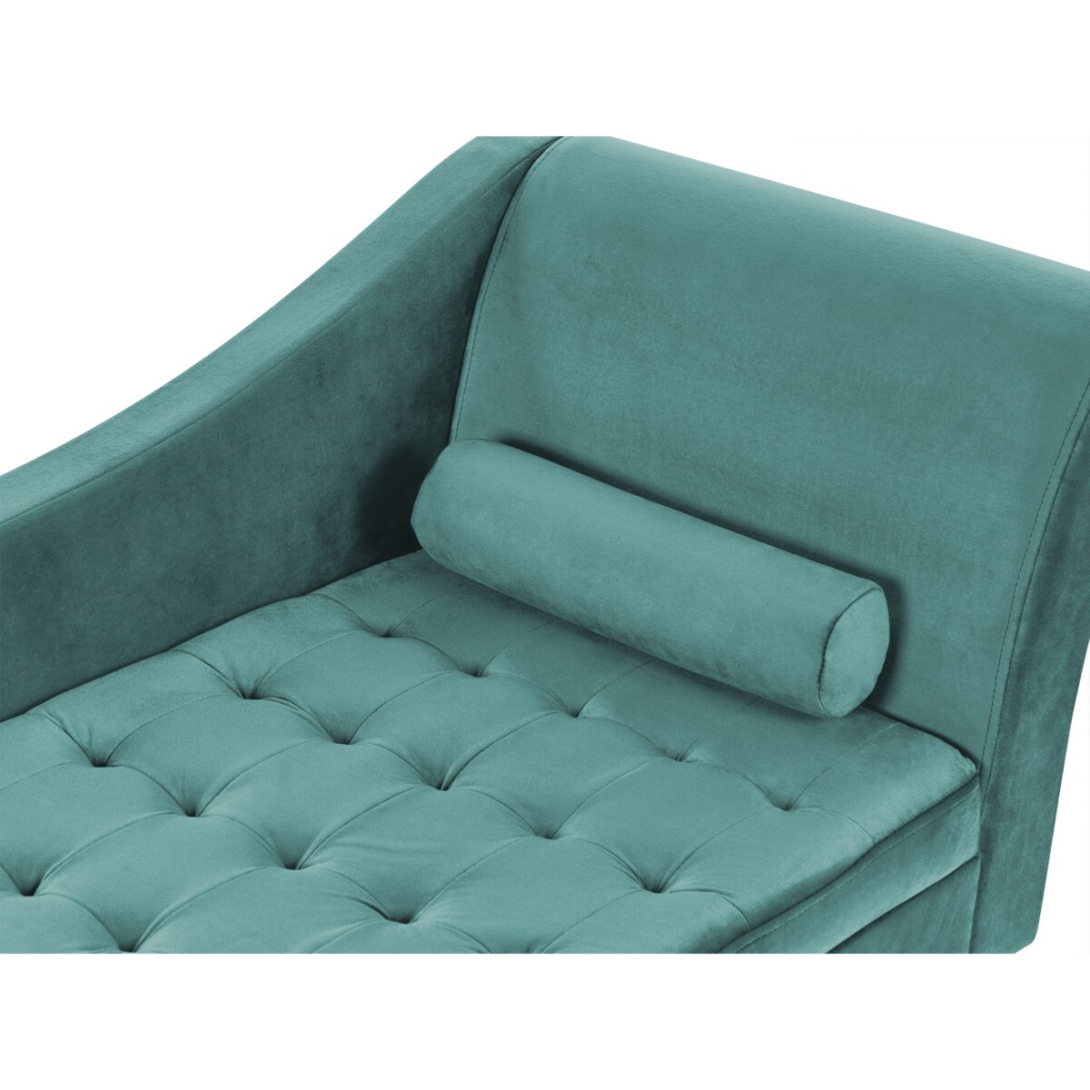 Szezlong welurowy ze schowkiem prawostronny lazurowy PESSAC