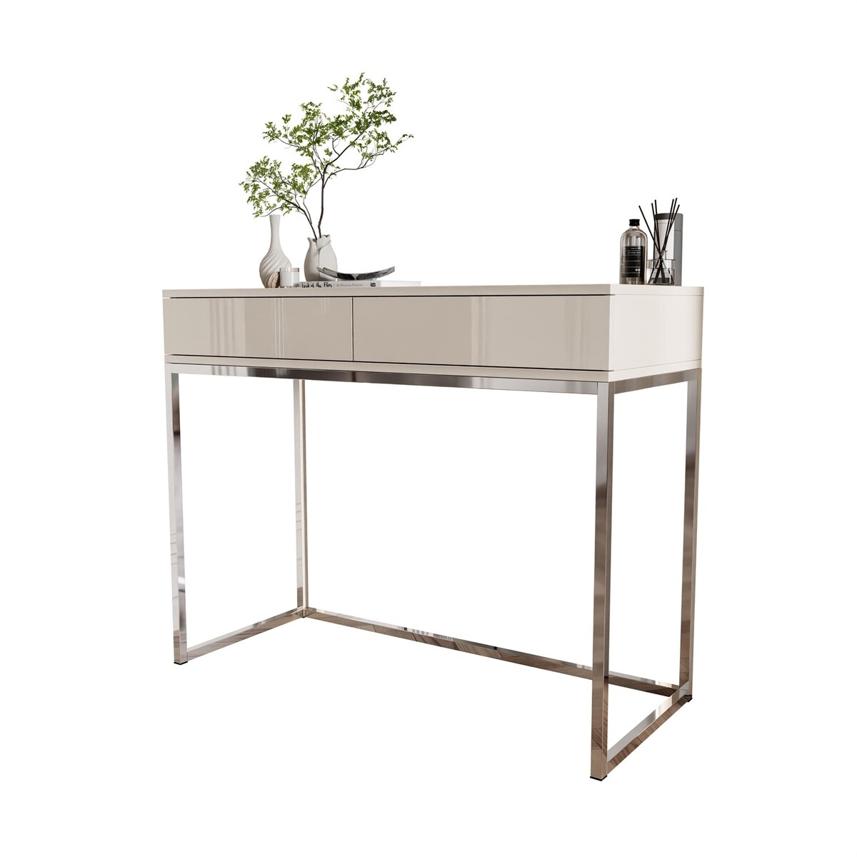 Konsola BLANCO GLAMOUR KASZMIR na chromowanym stelażu, push-to-open