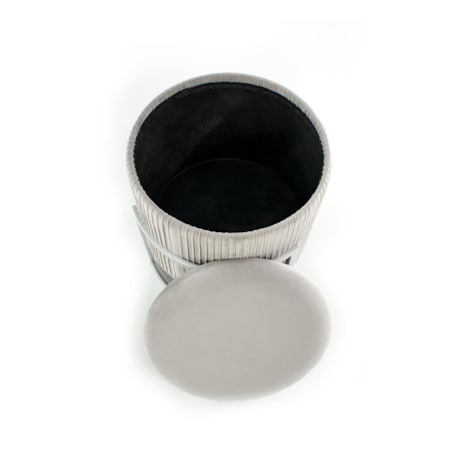 PUFA OKRĄGŁA Darbi szara ZE SCHOWKIEM srebrna podstawa