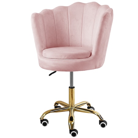 Fotel obrotowy krzesło muszelka welurowy do biurka toaletki różowy shell
