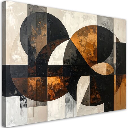 Obraz do salonu sypialni biura loftu, Geometryczne formy abstrakcja brązowy