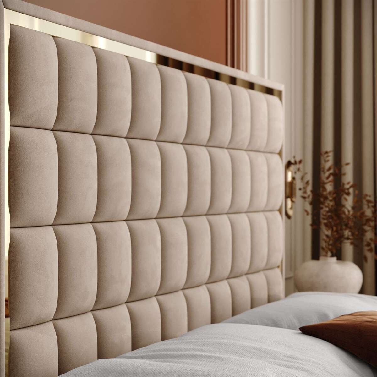 Łóżko kontynentalne ISADORA II GOLD, pojemnik na pościel, 180x200, RV 170, topper