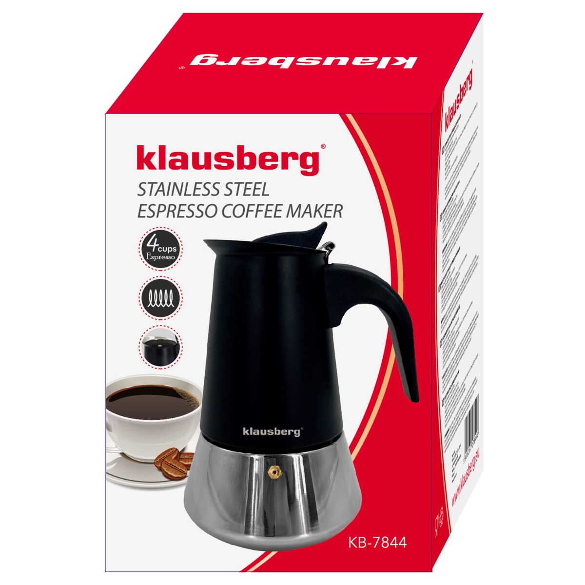 Kawiarka espresso kafeterka ciśnieniowa KLAUSBERG 200ml 3 filiżanki