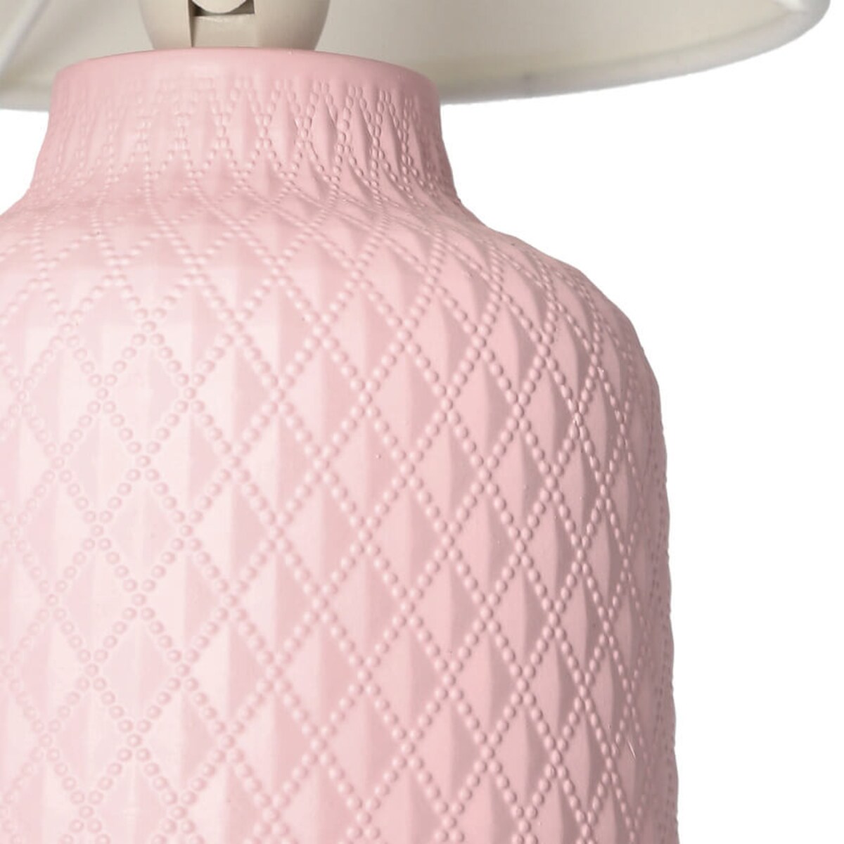 Nocna lampka Iner 41-79855 Candellux ceramika z abażurem biała różowa