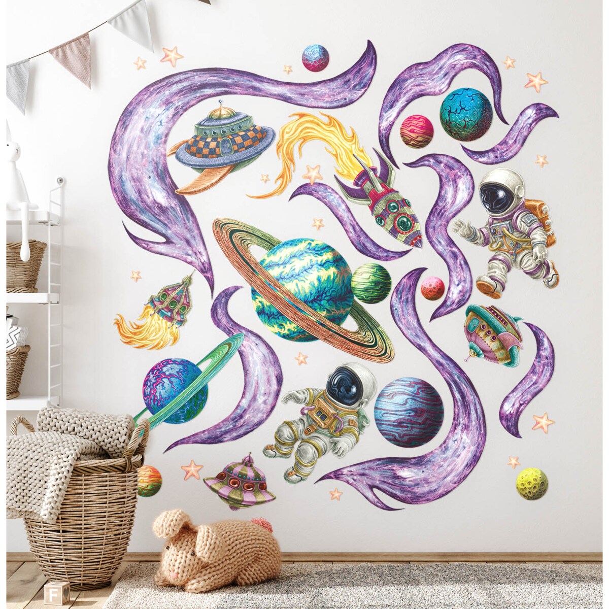 Zestaw naklejek na ścianę, Planety w kosmosie, 100cm