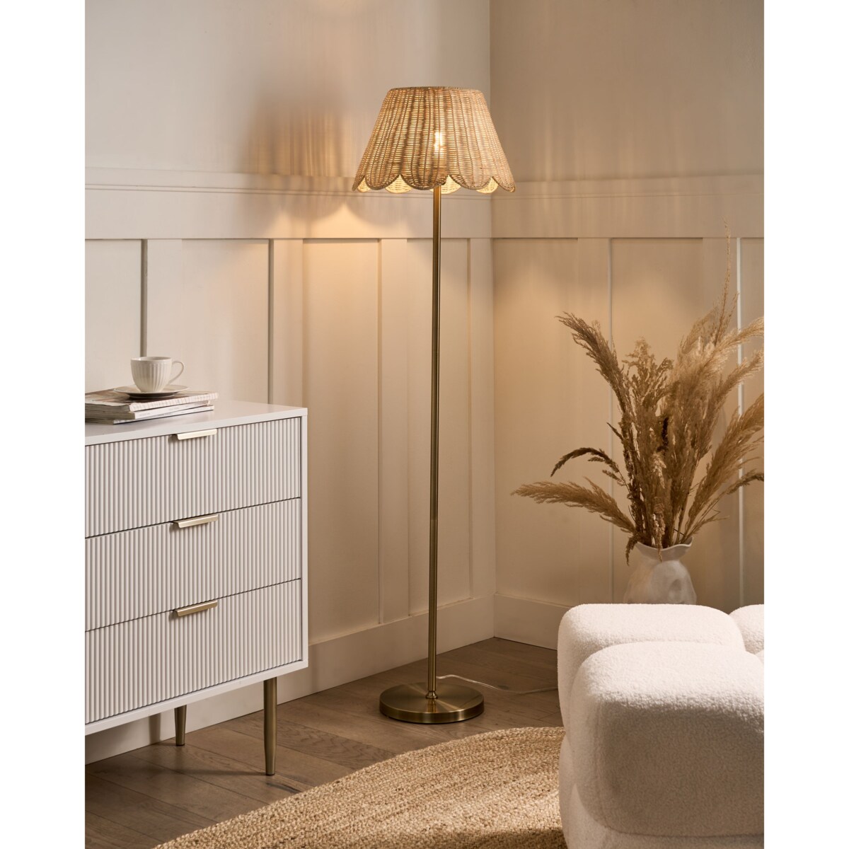 Lampa podłogowa SALM Rattan Naturalny