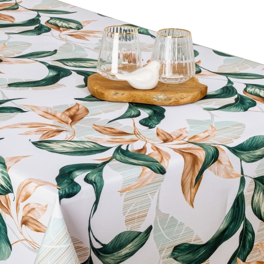 Obrus plamoodporny Minos Liście - 120x120 cm - wielokolorowy