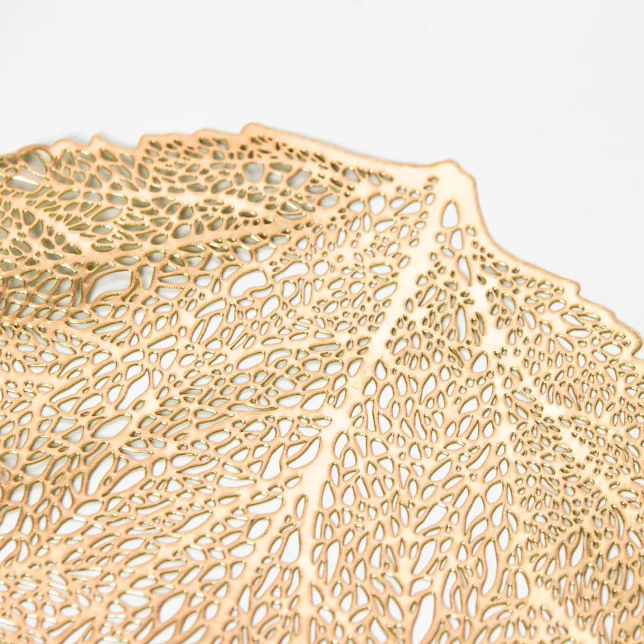 Podkładka Ażurowa Na Stół Mata Stołowa Pod Talerz Ozdoba Liść 35X46 Cm Złoty