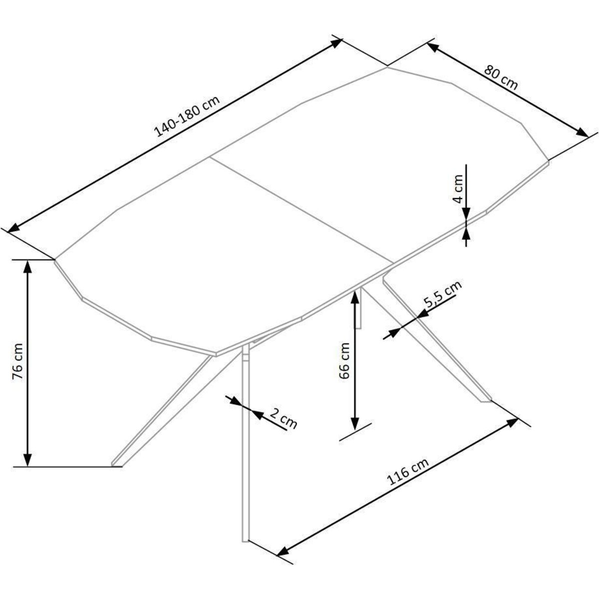 STÓŁ ROZKŁADANY Stavio dąb złoty/czarny w stylu loft