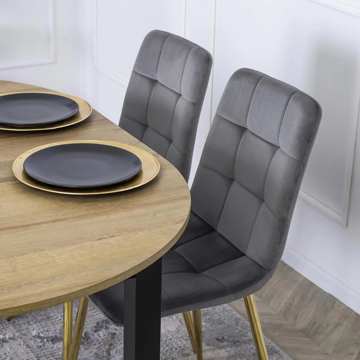 Krzesło Tapicerowane do Salonu YORK Szare Welurowe Nowoczesne Loft