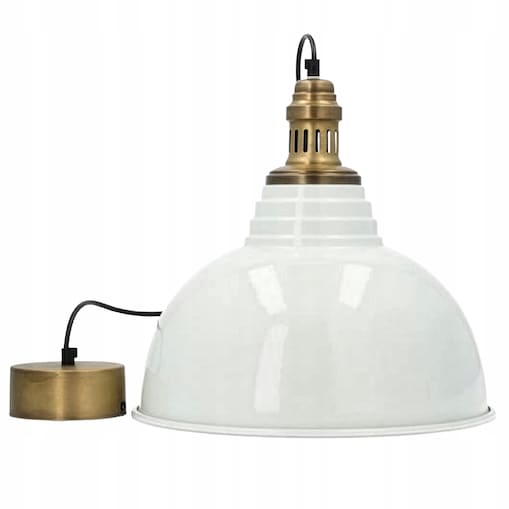 LAMPA SUFITOWA WISZĄCA NAD STÓŁ DUŻA 38cm BIAŁA LOFT METALOWA DO SALONU