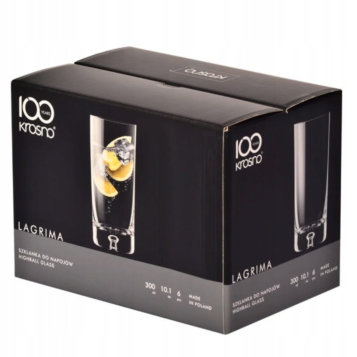 Wysokie Szklanki Lagrima Krosno 6 szt 300 ml do Napojów Drinków z Grubym Dnem