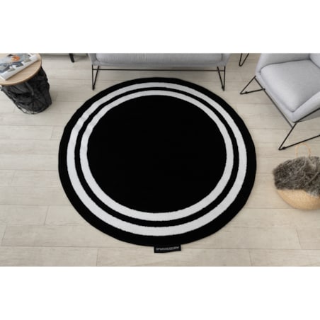 Dywan HAMPTON Ramka koło czarny koło 140 cm