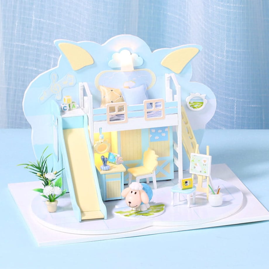 Miniaturowy domek - Niebieska owieczka