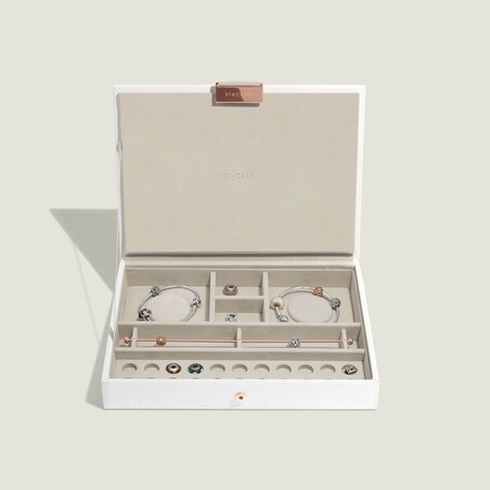 Pudełko na charmsy Stackers classic białe różowe złoto z pokrywką