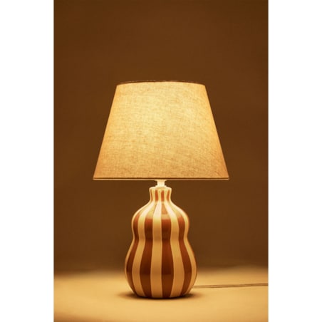 Lampa stołowa Jolira ceramiczno-lniana 40 cm, paski bordowe