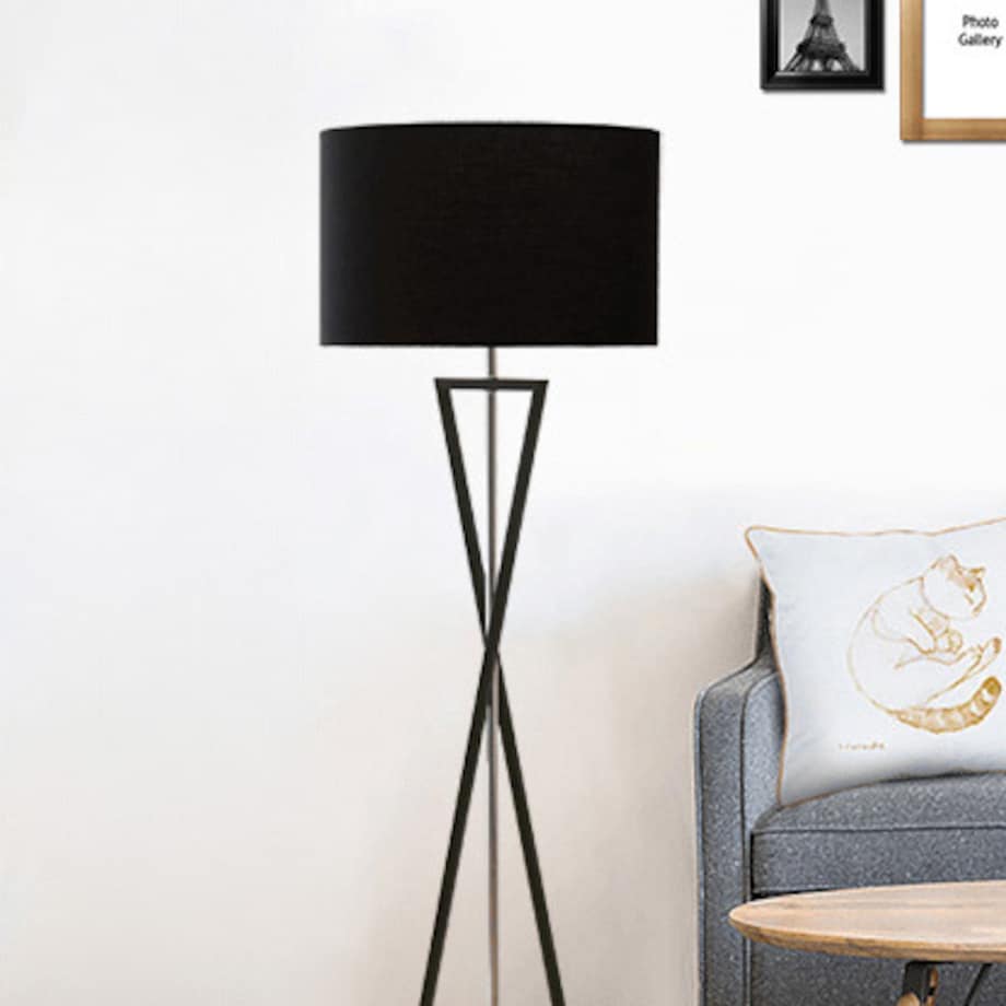 LAMPA podłogowa SANDGLASS FSG-B-E27 Abigali stojąca OPRAWA abażurowa czarna