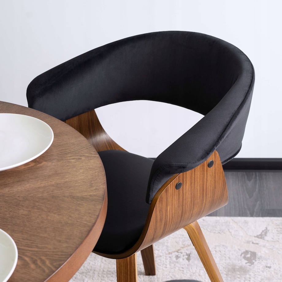 Krzesło Do Salonu Jadalni Kuchni Welurowe Drewno Gięte Loft Czarne OHIO 2