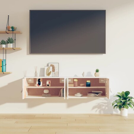 vidaXL Szafki ścienne, 2 szt., białe, 60x30x30 cm, lite drewno sosnowe