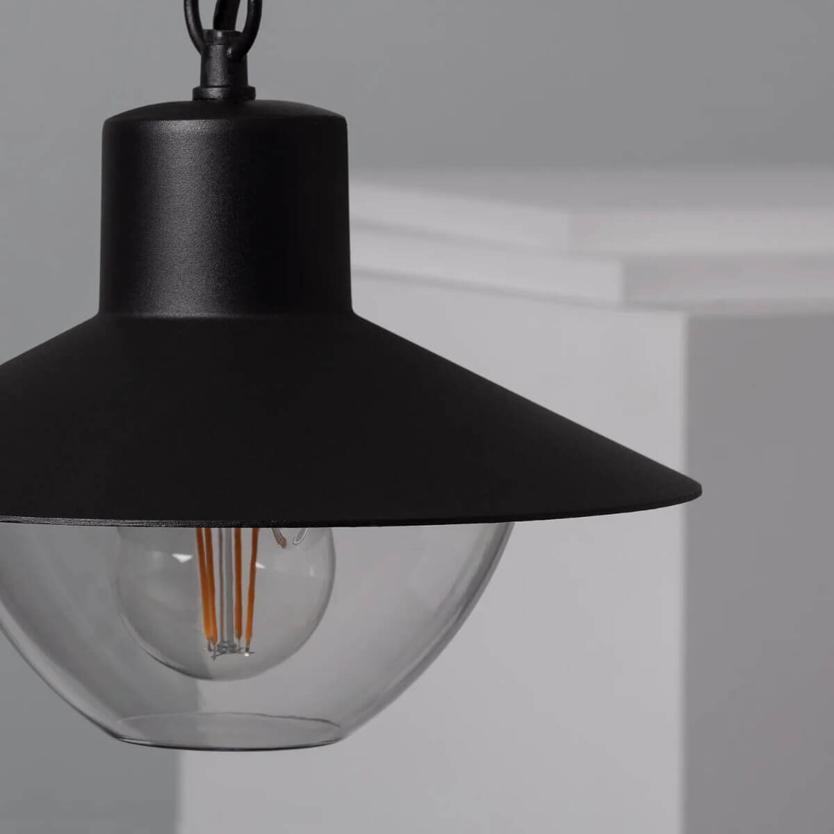 Wisząca lampa na taras Retro ABR-RRF-E27 Abruzzo IP54 czarny przezroczysty