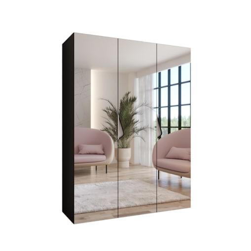Szafa uchylna z lustrem Sandi 3 150 wys 202 cm Czarny + u Kaszmir