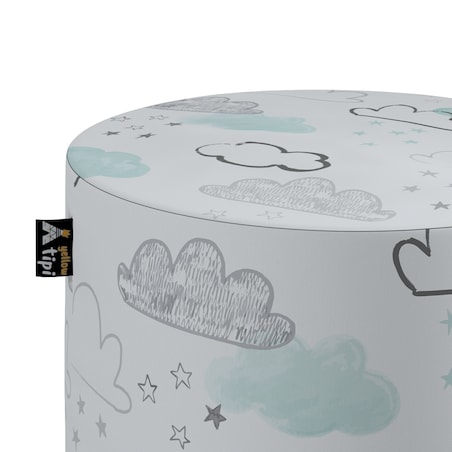 Puf Bobby, ecru-niebieski, ø40, wys. 40 cm, Magic Collection