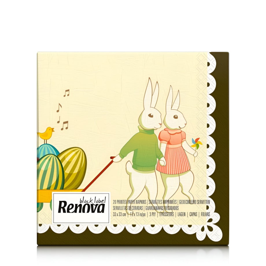 Serwetki Papierowe Ozdobne Renova Bunny & Eggs 33x33 cm 3-warstwy 20 sztuk