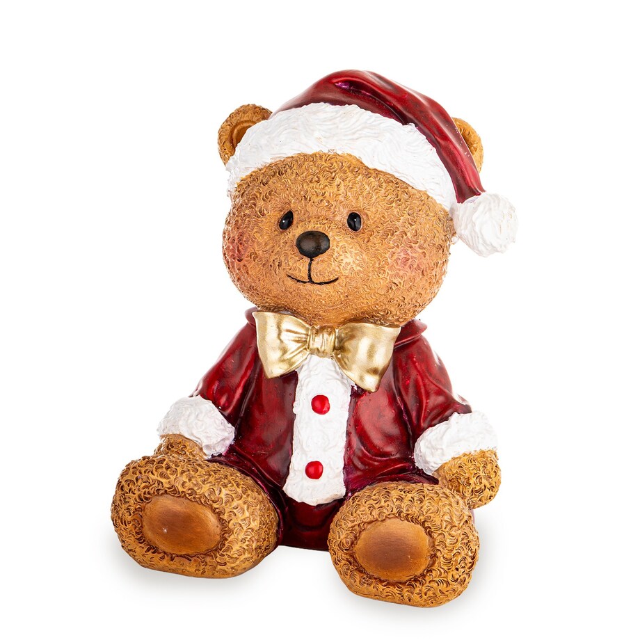 Figurka niedźwiadek 15x12x10 cm URSUS-2 small w czerwonym ubranku