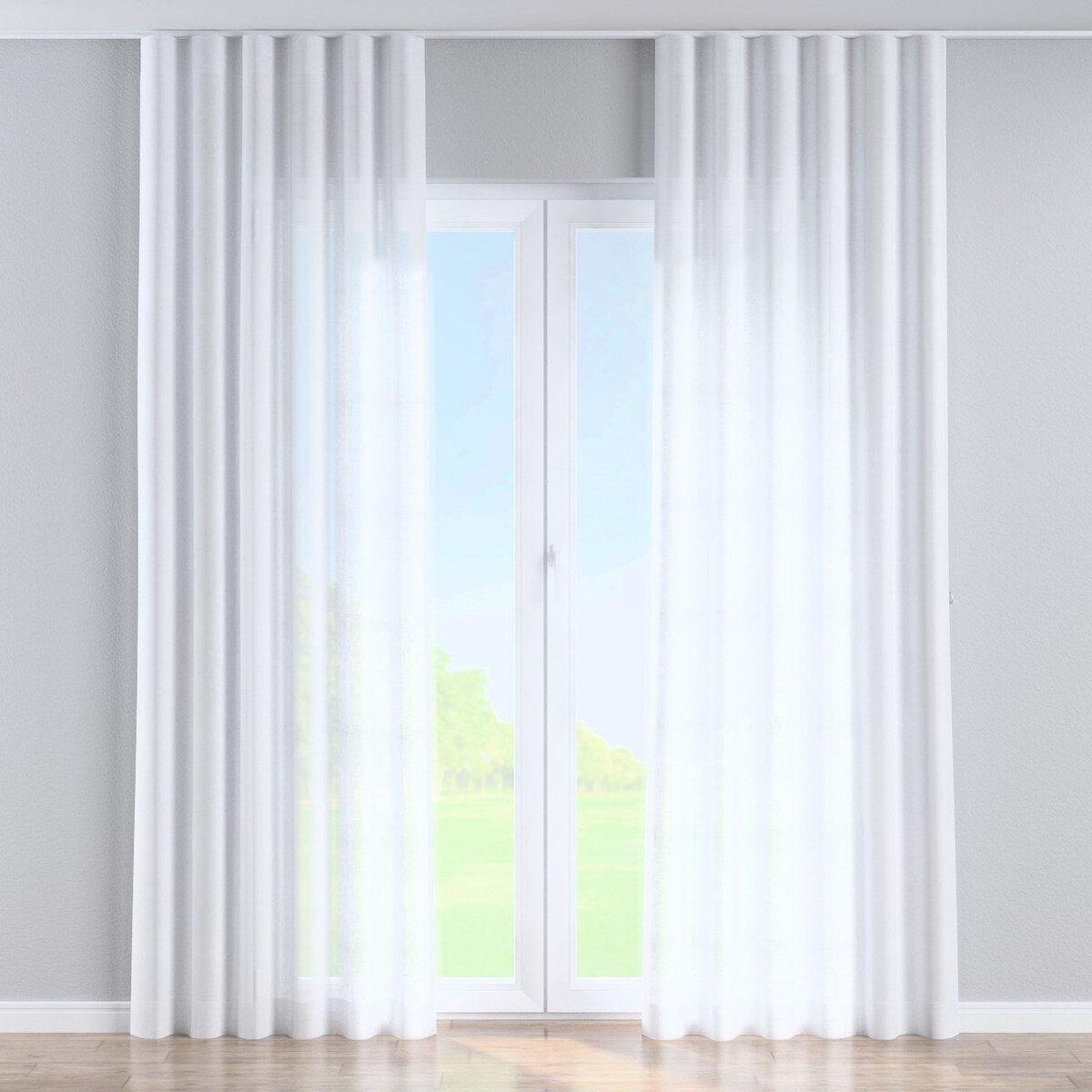 Zasłona na taśmie wave 130x245 prześwitująca biała