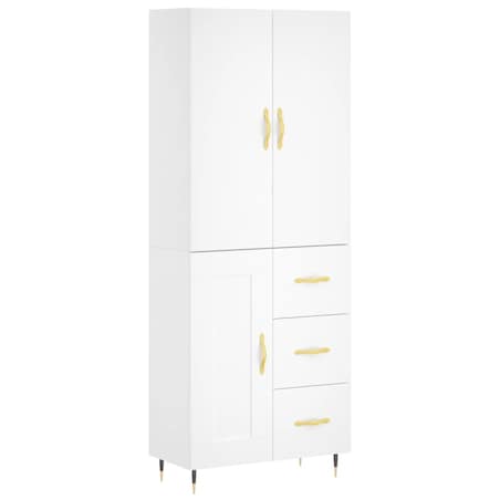 vidaXL Witrynka, biała, 69,5x34x180 cm, materiał drewnopochodny