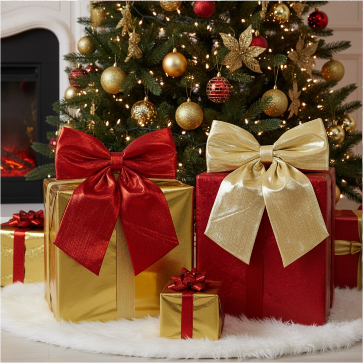 Kokarda Świąteczna Na Choinkę 33 Cm Kominek Na Boże Narodzenie Dekoracja Czerwona