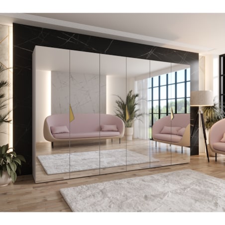 Szafa uchylna z lustrem Sandi 3 300 (3X100) wys 202 cm Kaszmir + u Złoty