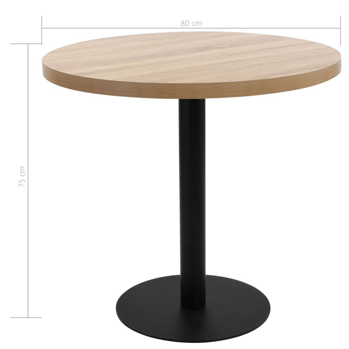 vidaXL Stolik bistro, jasnobrązowy, 80 cm, MDF