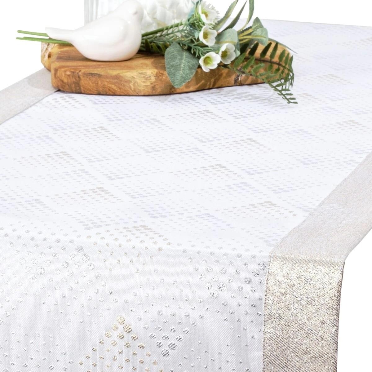 Bieżnik plamoodporny LZS kropki - 40x140 cm - złoty
