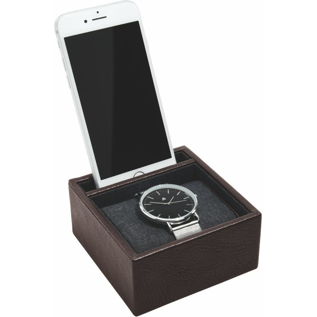 Stacja dokująca i pudełko na zegarek pojedyncze Stackers brązowe
