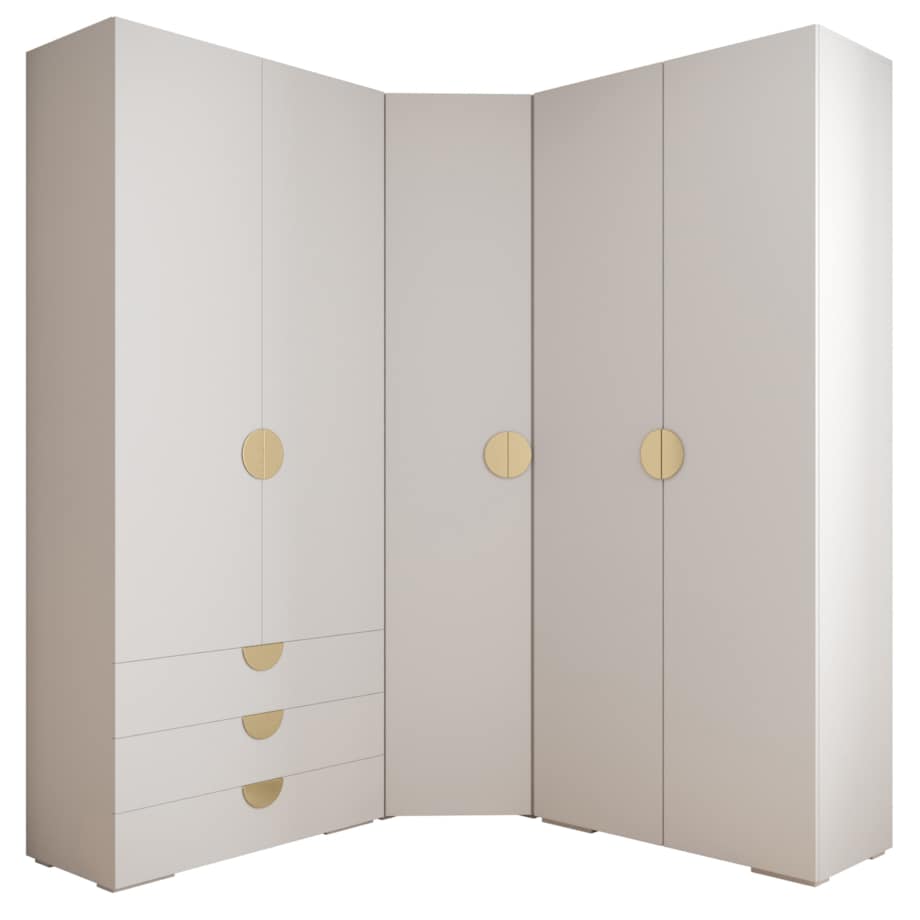 Garderoba wysoka do przedpokoju INOVA 4 Z1 biały+złoty